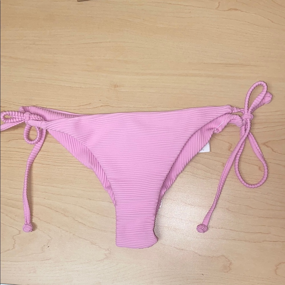 Pink Ribbed Bikini Bottom